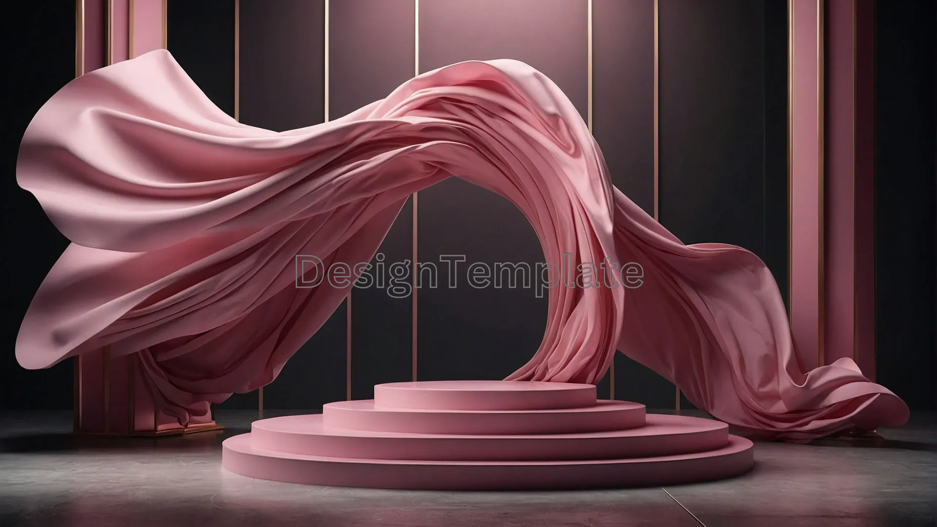 Elegant 3D Podium and Pink Cloth Image image